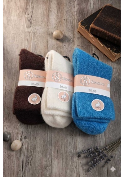 Angora Yün Çorap 3 Adet Set 2