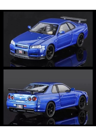 Nissan Skyline Gtr R34 Fast And Furious 1:24 Mavi Diecast Metal Araba Koleksiyon Sesli Işıklı