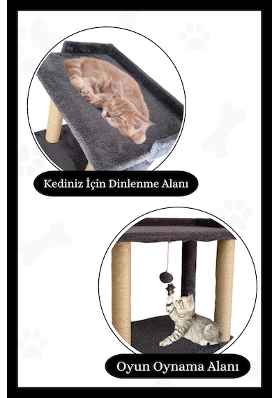Nursoft Ponponlu Kedi Yatağı Kedi Tırmalama 47 CM
