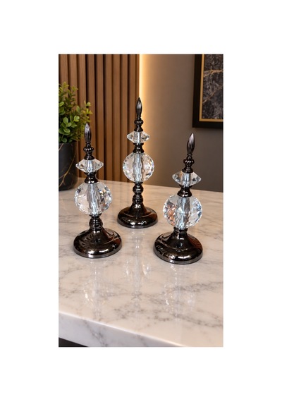 Kristal Detaylı Metal Gövdeli Dekoratif Aksesuar Füme