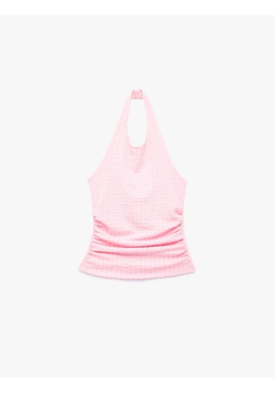 Koton Bürümcük Kumaş Slim Fit Drapeli Sırt Detaylı Halter Yaka Bluz Pembe 6sak10036ek Gül