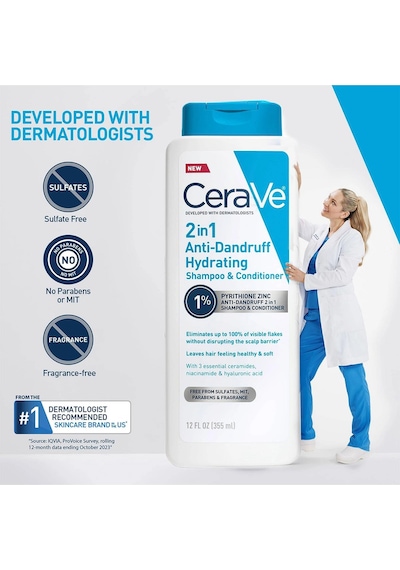 Cerave 2si 1 Arada Kepeğe Karşı Nemlendirici Şampuan + Saç Kremi 355ml Tüm Saçlar