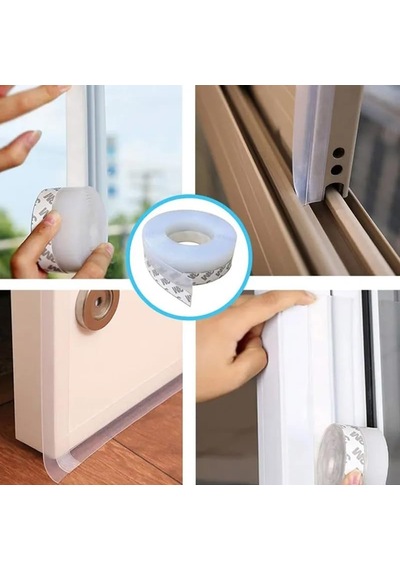 Tech 10 Metre Kapı Ve Pencere Bandı, Kendinden Yapışkanlı, Şeffaf Kapı Ve Pvc Pencere Fitili, Duşakabin, Cam, R 0.05 M