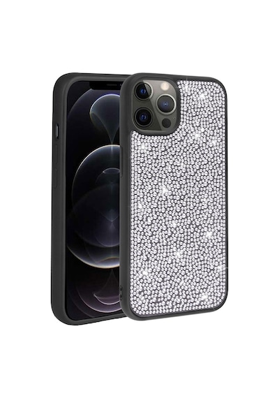 Zore İphone 13 Pro Uyumlu Parlak Taşlı Tasarım Nvth Ston Kılıf-siyah