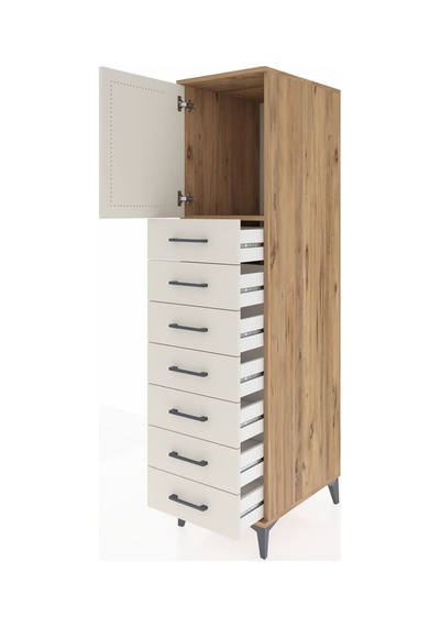 Kronos Dolap Tek Raflı 7 Çekmeceli Tek Kapaklı 44x59x182 Çam-... Çam Kronos Dolap Tek Raflı 7 Çekmeceli Tek Kapaklı 44x59x182 Çam-... Çam