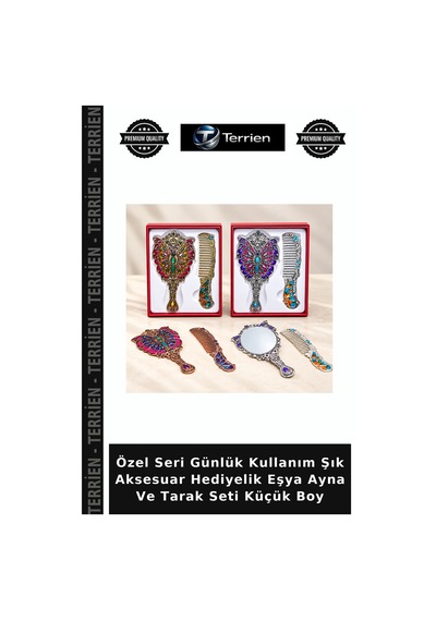 Özel Seri Günlük Kullanım Şık Aksesuar Hediyelik Eşya Ayna Ve Tarak Seti Küçük Boy Diğer
