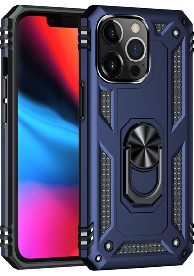 Apple  Uyumlu - iPhone 13 Pro Max Kılıf Sofya Yüzüklü Silikon Kapak - Lacivert