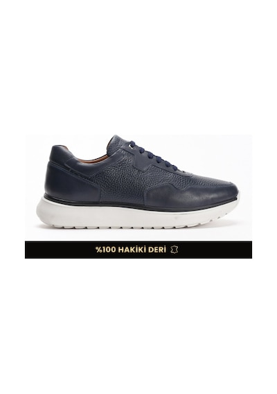 Fame Step Hakiki Deri Erkek Yürüyüş Ayakkabısı Casual Comfort Bağcıklı Ortopedik Günlük Rahat Taban Lacivert Sneaker Palermo