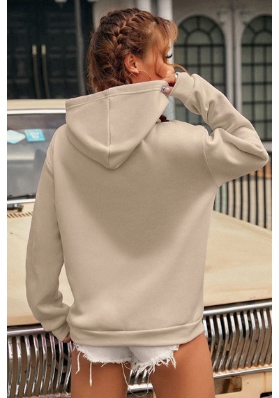 Uyguntarz Unisex Tiger Baskılı Sweatshirt Bej
