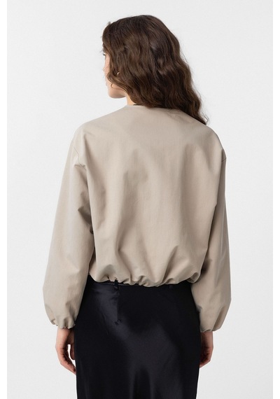 Antioch Crop Kadın Bomber Mont Bej