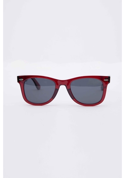 Unisex Minimalist Tasarım Kırmızı Şeffaf Çerçeveli Güneş Gözlüğü-31207 Çok Renkli