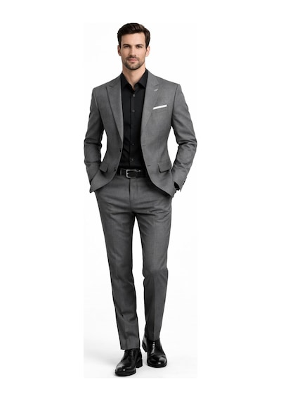 Suitmen Erkek Silim Fit Yelekli Çift Yırtmaçlı Takım Elbise Bgl-st05328 Koyu Gri