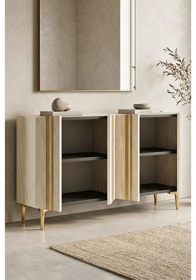 Ka1230atg Mia120 Konsol, Kahve Köşesi Ve Tv Sehpası, Çok Amaçlı Dolap Antrasit - Traverten - Gold 120cm Ka1230atg Mia120 Konsol, Kahve Köşesi Ve Tv Sehpası, Çok Amaçlı Dolap Antrasit - Traverten - Gold 120cm