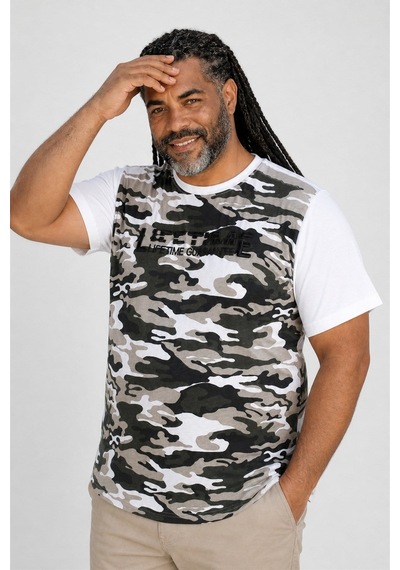 Starbattal Büyük Beden Shoulder Line Camouflage Erkek Tişört 23147 Beyaz-1131