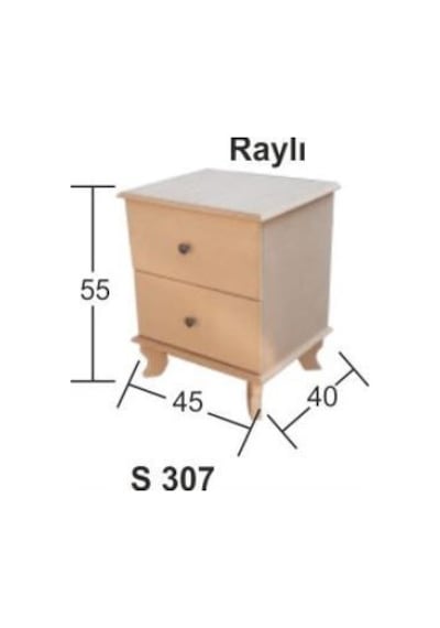 Ahşap Raylı Komodin 45x40cm S-307