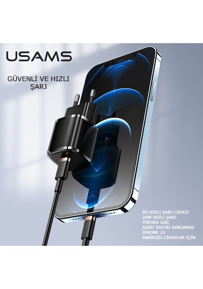 Usams Us-cc124 T36 Type-c 20w Super Si Pd 3.0 Hızlı Şarj Cihazı Apple Uyumlu iPhone Android