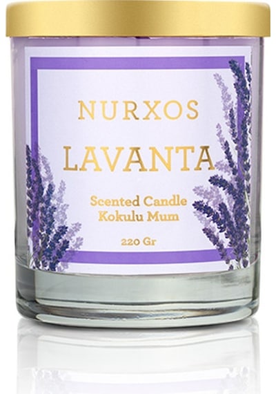 Nurxos 9686 Lavanta Kutulu 2 Adet Kokulu Mum + Freshener Oda Spreyi