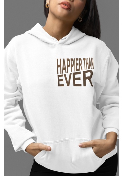 Sevbano Billie Eilish Happier Than Ever Şarkıcı Sırt Baskılı Unisex Overs beyaz