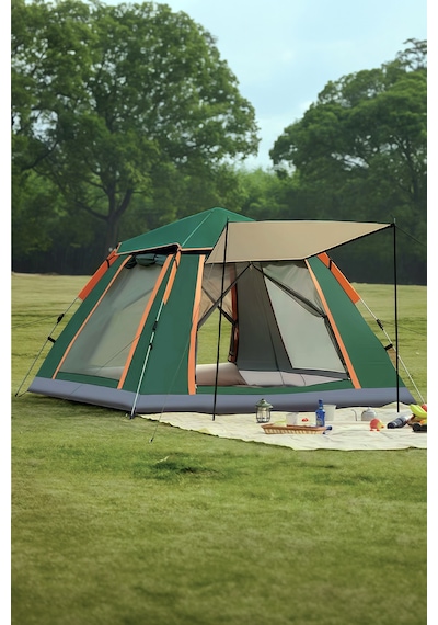 Auhma Outdoor Ac6636 6 Kişilik Otomatik Kamp Çadırı Yeşil 210x210x140 Cm Su Geçirmez Oxford Kumaş