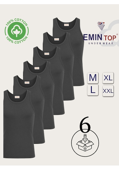 Mercan 6'lı Erkek Antrasit %100 Cotton Penye Atlet