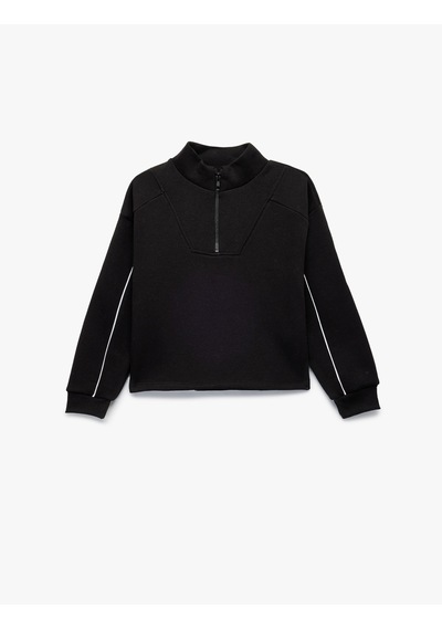 Koton Şardonlu Uzun Kollu Dik Yaka Yarım Fermuarlı Sweatshirt Siyah 6wkg10110ak Siyah Koton Şardonlu Uzun Kollu Dik Yaka Yarım Fermuarlı Sweatshirt Siyah 6wkg10110ak Siyah