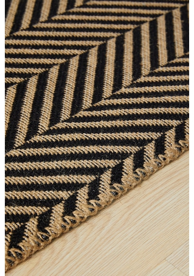 Ocean Home Textile Siyah Renk Balıksırtı Jüt Halı Kilim 120 X 180 Cm