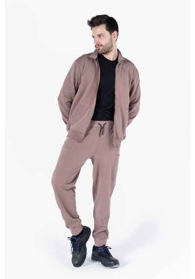 Owl 9150 Diagonel Fermuarlı Sweatshirt Vizon