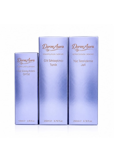 Dermaura Premium Günlük Cilt Bakım Seti Temizleme, Tonik Ve Spf 50+ Güneş Koruması İle 3 Adımlı Bakım Rutini