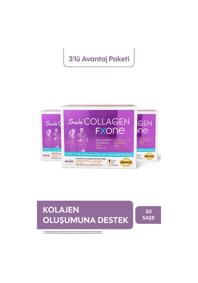 Suda Collagen Fxone Hidrolize Kolajen,glukozamin,vitamin C,msm,boswella,eklem- Kemik Aromasız 30saşe X3 Adet