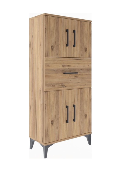 Arges Dolap Tek Raflı Tek Çekmeceli 4 Kapaklı 60x30x134 Çam-çam Çam
