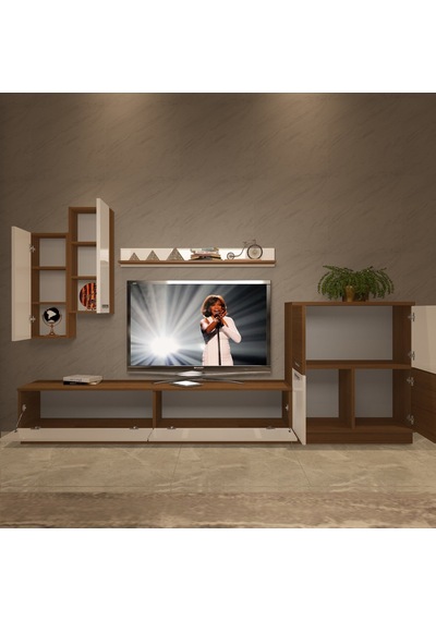 Decoraktiv Eko 6b Slm Dvd Tv Ünitesi Tv Sehpası Ceviz - Beyaz