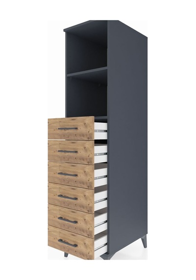 Kronos Dolap 2 Raflı 6 Çekmeceli 44x59x182 Antrasit-çam Antrasit