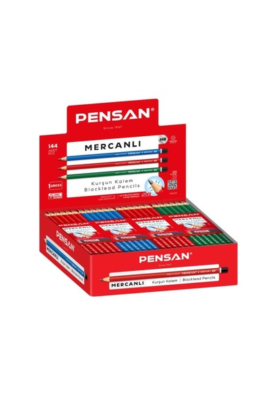Mercanlı Kurşun Kalem, Hb Sertlik, Hexagonal Gövde, 12 Adet Çok Renkli