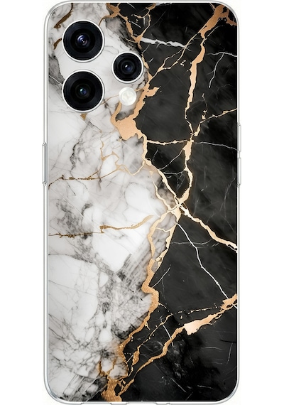 Oppo Reno 15 - Reno 15f Uyumlu Siyah Beyaz Mermer Baskılı Silikon Kılıf Renkli