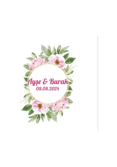 Minimalist Altın Rengi Yaprak Çelengi Etiketi Kına Nişan Düğün 3x3 Cm Özel Etiket / 50 Adet Sticker Beyaz