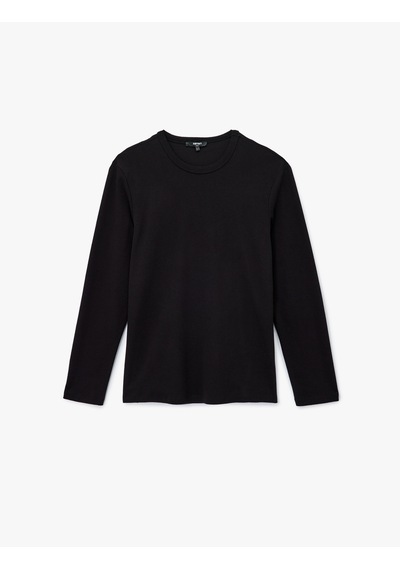 Koton Pamuklu Bisiklet Yaka Basic Slim Fit Uzun Kollu Tişört Siyah 6wam10109hk