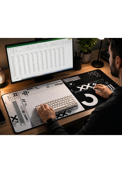 Lexroo Xxl Oyuncu Mouse Pad 90x40 Cm 3mm Dikişli Kaymaz Taban Büyük Gaming Desk Mat Grıd Collection Standart
