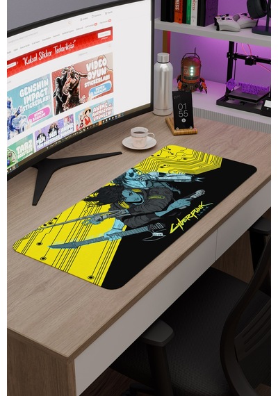Cyberpunk 2077 Kaymaz Dikişli Kauçuk Oyuncu Mousepad V4 - 70x30 Xl Gaming Mouse Pad Fare Altlığı