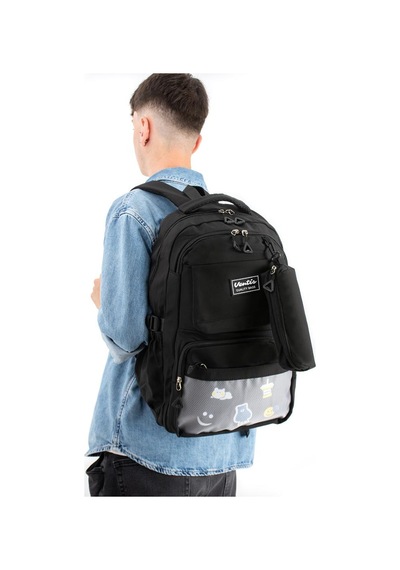 Ventis Unisex Okul Çantası Lise Ortaokul Kalemlikli 2'li Set Sırt Çantası 43 30 Cm Çok Cepli Vnt7-d Siyah