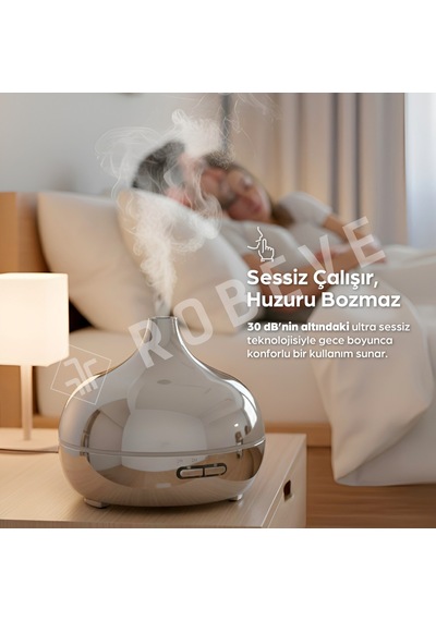 Robeve 550 Ml Otomatik Hava Nemlendirici Buhar Makinesi Oda Nemlendirici Aroma Difüzör Gümüş