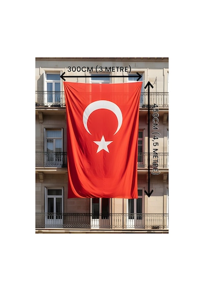Türk Bayrağı 200x300 Cm 140gr Alpaka Kumaş - Bina Tipi 200 x 300 CM