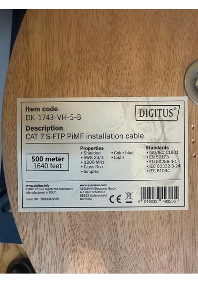 Dıgıtus Cat 7 S-ftp Pımf Kablo 500 Metre Mavi