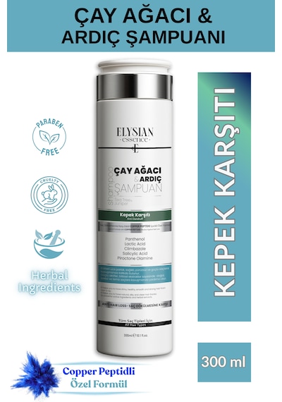 Elysian Essence Çay Ağacı & Ardıç Şampuanı Copper Peptidli Kepek Karşıtı Saç Bakımı 300 Ml Tüm Saç Tipleri