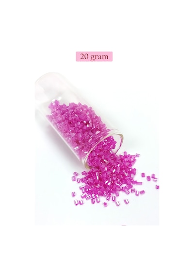 Kesme Cam Boncuk 2mm - 20 Gram - Şeffaf Fuşya -bnc315