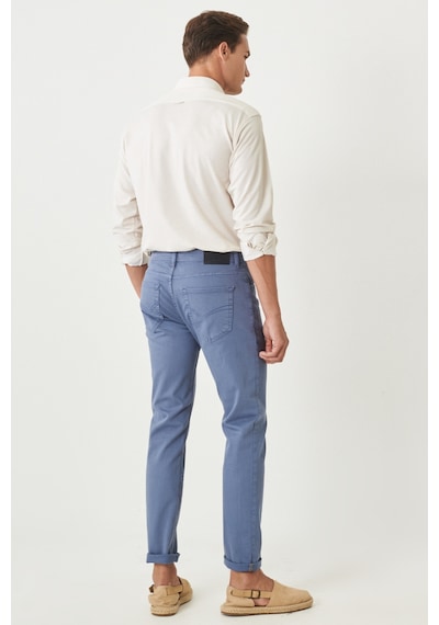 AC&Co / Altınyıldız Classics Erkek Indıgo 360 Derece Her Yöne Esneyen Slim Fit Dar Kesim Pamuklu Rahat Pantolon İndigo