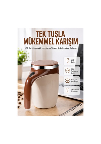 Usb Şarjlı Elektrikli Karıştırıcı Kupa Sıcak & Soğuk İçecekler İçin Çok Renkli Çok Renkli