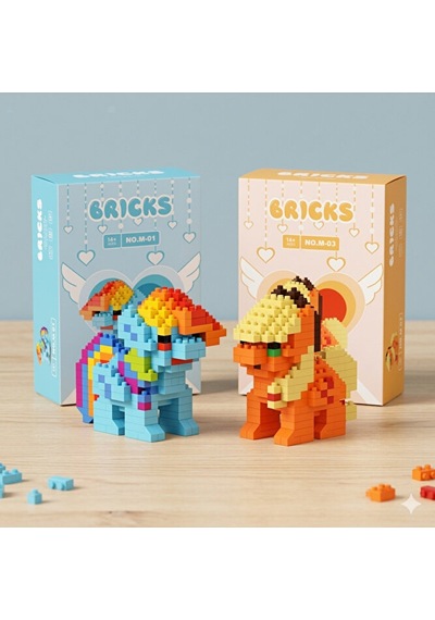 Brıcks Rainbow Dash & Applejack Pony Yapı Blok Seti 2 Li Mini Brick Pony Figür Koleksiyon Oyuncak