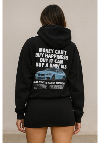 Hmo Store Unisex Siyah Hoodie Bmw Logolu Rahat Kesim Siyah