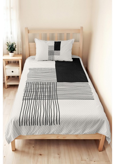Siyah Geometrik Genç Odası Tek Kişilik Pike Takımı - Modern Çizgili 160x220 Cm Kapitone Yatak Örtüsü Kremamsı Kül Gölgeliği Siyah Geometrik Genç Odası Tek Kişilik Pike Takımı - Modern Çizgili 160x220 Cm Kapitone Yatak Örtüsü Kremamsı Kül Gölgeliği