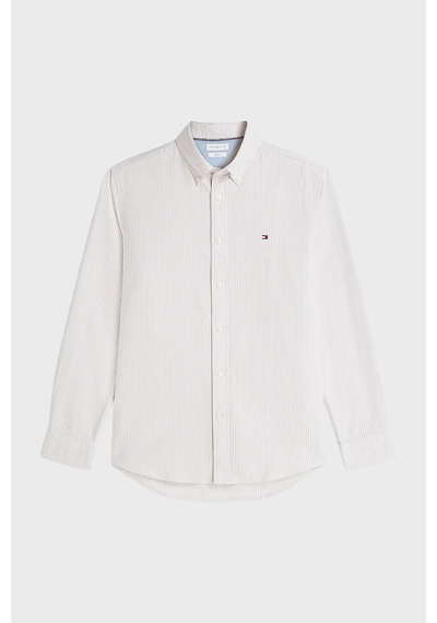 Tommy Hilfiger % 100 Pamuk Regular Fit Çizgili Gömlek Erkek Gömlek Mw0mw36238 0aa Bej
